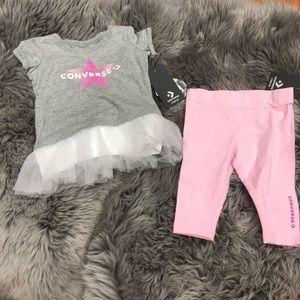Converse | Girl's 2 Piece Set | Grey & Pink